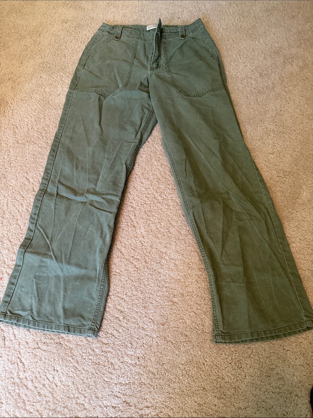 Universal Thread Olive Green High-Rise Wide-Leg Utility Jeans